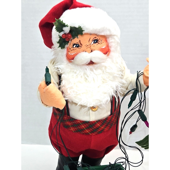 Annalee Christmas Santa w/ String of Lights & Reindeer w/ Cardinal Scarf - Picture 2 of 11